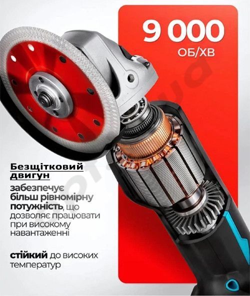 Болгарка акумуляторна 125 мм з двома АКБ Domotec 68125 фото