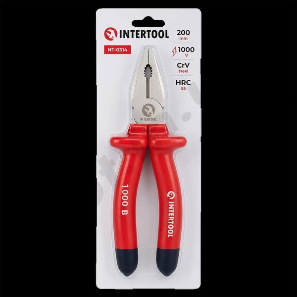 Плоскогубці 200 мм діелектричні CrV Intertool (NT-0314) 525692 фото