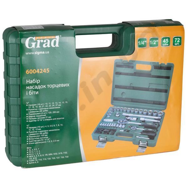 Набір інструментів 1/4",1/2", 72 од, кейс, "Grad"(6004245) 51972 фото