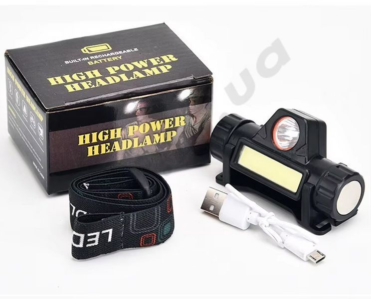 Ліхтарик на голову, XPE+COB, магніт, USB, (BL-872) 6155 фото