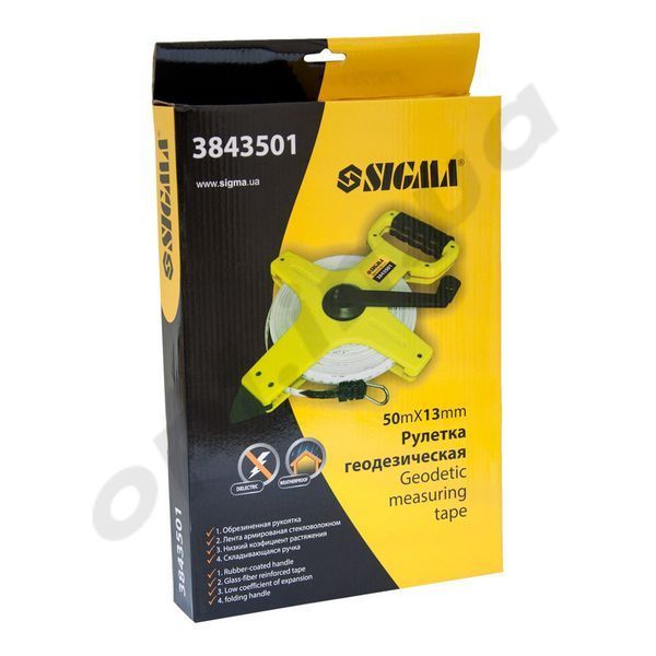 Рулетка 50 м х 13 мм геодезична "Sigma" (3843501) 4875 фото