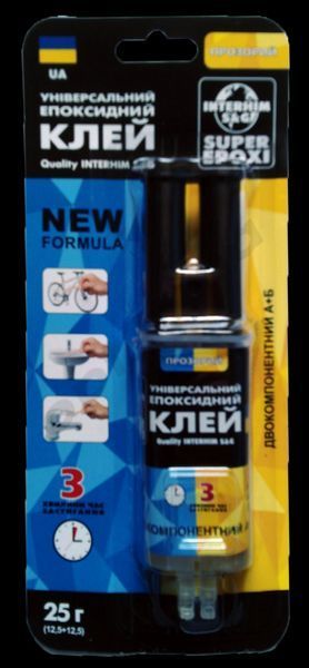 Клей "Інтерхім" шприц двохкомпон. 2*12,5 г унів. 4158 фото